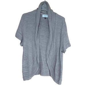 SONOMA Beige Mixed Knit Short Sleeve Open Cardigan Womens P/XL Office Boho Fall